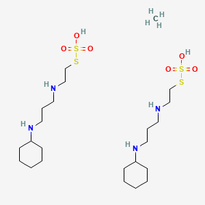 molecular formula C23H52N4O6S4 B13754291 S-2-((3-Cyclohexylaminopropyl)amino)ethyl hydrogen thiosulfate hemihydrate CAS No. 23563-79-3