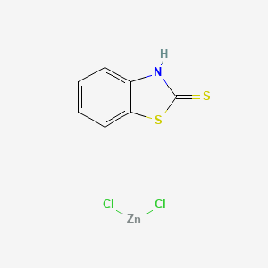 molecular formula C7H5Cl2NS2Zn B13754292 (2(3H)-Benzothiazolethione)dichlorozinc CAS No. 56378-59-7