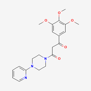 molecular formula C21H25N3O5 B13754320 Piperazine, 1-(2-pyridyl)-4-((3,4,5-trimethoxybenzoyl)acetyl)- CAS No. 23776-34-3