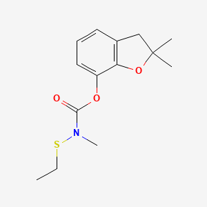 molecular formula C14H19NO3S B13754336 Carbamic acid, (ethylthio)methyl-, 2,3-dihydro-2,2-dimethyl-7-benzofuranyl ester CAS No. 50539-81-6