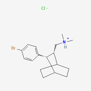 molecular formula C17H25BrClN B13754374 cis-2-(p-Bromophenyl)-3-((dimethylamino)methyl)bicyclo(2.2.2)octane hydrochloride CAS No. 62374-11-2