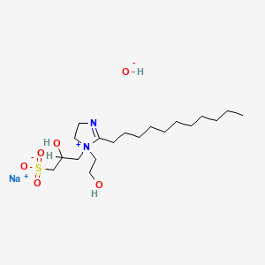 molecular formula C19H39N2NaO6S B13754384 Sodium 4,5-dihydro-1-(2-hydroxyethyl)-1-(2-hydroxy-3-sulphonatopropyl)-2-undecyl-1H-imidazolium hydroxide CAS No. 2327-50-6