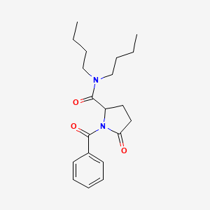 molecular formula C20H28N2O3 B13754404 1-Benzoyl-N,N-dibutyl-5-oxopyrrolidine-2-carboxamide CAS No. 51959-91-2