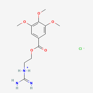 molecular formula C13H20ClN3O5 B13754416 carbamimidoyl-[2-(3,4,5-trimethoxybenzoyl)oxyethyl]azanium;chloride CAS No. 75231-20-8