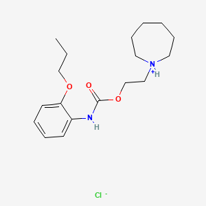molecular formula C18H29ClN2O3 B13754418 Carbanilic acid, o-propoxy-, 2-(hexahydro-1H-azepin-1-yl)ethyl ester, hydrochloride CAS No. 60529-87-5