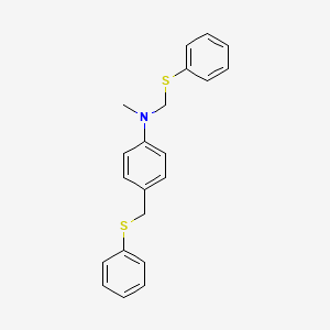molecular formula C21H21NS2 B13754443 N,p-Bis(phenylthiomethyl)-N-methylaniline CAS No. 73637-05-5