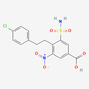 molecular formula C15H13ClN2O6S B13754494 Benzoic acid, 3-(aminosulfonyl)-4-(2-(4-chlorophenyl)ethyl)-5-nitro- CAS No. 72020-11-2