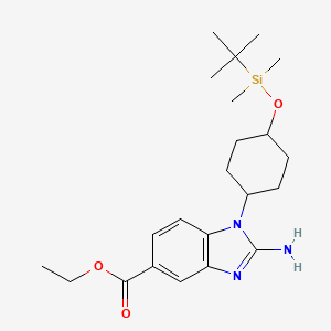molecular formula C22H35N3O3Si B1375451 1H-Benzimidazole-5-carboxylic acid, 2-amino-1-[trans-4-[[(1,1-dimethylethyl)dimethylsilyl]oxy]cyclohexyl]-, ethyl ester CAS No. 1012104-43-6