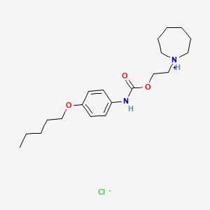 molecular formula C20H33ClN2O3 B13754525 Carbanilic acid, p-(pentyloxy)-, 2-(hexahydro-1H-azepin-1-yl)ethyl ester, hydrochloride CAS No. 60558-13-6