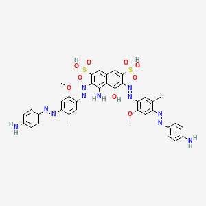 molecular formula C38H35N11O9S2 B13754568 2,7-Naphthalenedisulfonic acid, 4-amino-3,6-bis[[4-[(4-aminophenyl)azo]-2-methoxy-5-methylphenyl]azo]-5-hydroxy- CAS No. 70833-48-6