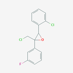 molecular formula C15H11Cl2FO B13754623 2-(Chloromethyl)-3-(2-chlorophenyl)-2-(3-fluorophenyl)oxirane 