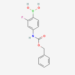 molecular formula C14H13BFNO4 B1375464 (4-(((Benzyloxy)carbonyl)amino)-2-fluorophenyl)boronic acid CAS No. 874290-59-2
