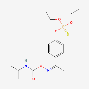 molecular formula C16H25N2O5PS B13754776 Phosphorothioic acid, O,O-diethyl O-(4-(1-(((((1-methylethyl)amino)carbonyl)oxy)imino)ethyl)phenyl) ester CAS No. 22936-17-0
