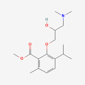 molecular formula C17H27NO4 B13754789 Methyl 3-(2-hydroxy-3-(dimethylamino)propoxy)-p-cymene-2-carboxylate CAS No. 53206-82-9