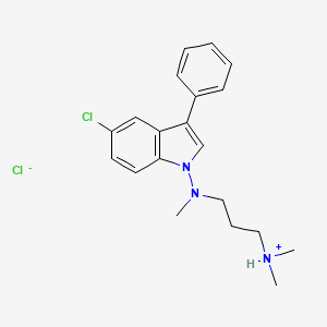 molecular formula C20H25Cl2N3 B13754801 Indole, 5-chloro-1-((3-(dimethylamino)propyl)methylamino)-3-phenyl-, hydrochloride CAS No. 57647-37-7