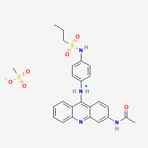molecular formula C25H28N4O6S2 B13754806 Acetamide, N-(9-((4-((propylsulfonyl)amino)phenyl)amino)-3-acridinyl)-, methanesulfonate CAS No. 53222-00-7