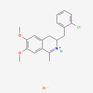 molecular formula C19H21BrClNO2 B13754847 Isoquinoline, 3,4-dihydro-3-(o-chlorobenzyl)-6,7-dimethoxy-1-methyl-, hydrobromide CAS No. 57543-34-7