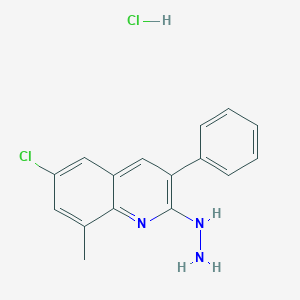 molecular formula C16H15Cl2N3 B13754927 6-Chloro-2-hydrazino-8-methyl-3-phenylquinoline hydrochloride CAS No. 1170828-18-8