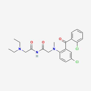 molecular formula C22H25Cl2N3O3 B13754975 Acetanilide, 4'-chloro-2'-(o-chlorobenzoyl)-2-(2-(diethylamino)acetamido)-N-methyl- CAS No. 59180-46-0