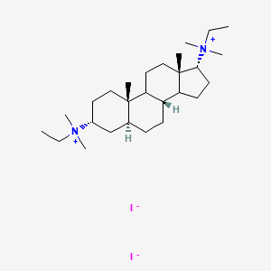 molecular formula C27H52I2N2 B13754990 ethyl-[(3R,5S,8R,10S,13S,17R)-3-[ethyl(dimethyl)azaniumyl]-10,13-dimethyl-2,3,4,5,6,7,8,9,11,12,14,15,16,17-tetradecahydro-1H-cyclopenta[a]phenanthren-17-yl]-dimethylazanium;diiodide CAS No. 72-60-6