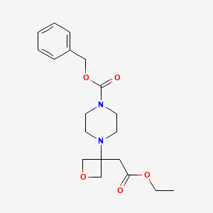 molecular formula C19H26N2O5 B13755060 Benzyl 4-[3-(2-ethoxy-2-oxoethyl)oxetan-3-yl]piperazine-1-carboxylate 