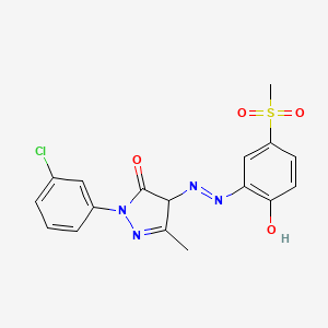 molecular formula C17H15ClN4O4S B13755068 2-(3-Chlorophenyl)-2,4-dihydro-4-[[2-hydroxy-5-(methylsulphonyl)phenyl]azo]-5-methyl-3h-pyrazol-3-one CAS No. 24886-39-3