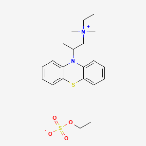 molecular formula C21H30N2O4S2 B13755075 Ammonium, ethyldimethyl(2-phenothiazin-10-ylpropyl)-, ethyl sulfate CAS No. 57-98-7