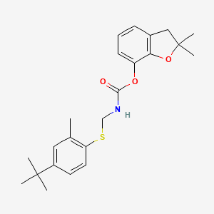 molecular formula C23H29NO3S B13755090 Carbamic acid, ((4-(1,1-dimethylethyl)-2-methylphenyl)thio)methyl-, 2,3-dihydro-2,2-dimethyl-7-benzofuranyl ester CAS No. 50539-71-4