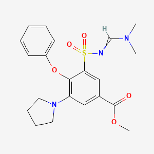 molecular formula C21H25N3O5S B13755159 Methyl 3-((((dimethylamino)methylene)amino)sulphonyl)-4-phenoxy-5-(1-pyrrolidinyl)benzoate CAS No. 60376-76-3