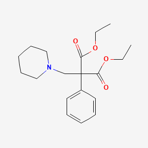 molecular formula C19H27NO4 B13755190 Malonic acid, phenyl(piperidinomethyl)-, diethyl ester CAS No. 53361-58-3