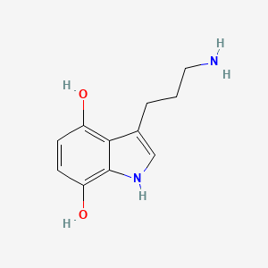 molecular formula C11H14N2O2 B13755243 Indole-4,7-diol, 3-(2-aminopropyl)- CAS No. 55206-17-2