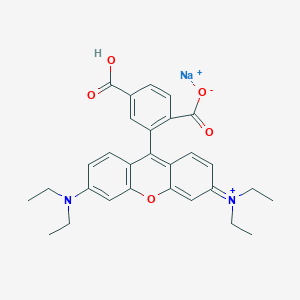 molecular formula C29H30N2NaO5+ B13755289 Xanthylium, 9-(2,5-dicarboxyphenyl)-3,6-bis(diethylamino)-, inner salt, sodium salt CAS No. 75701-30-3