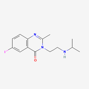 molecular formula C14H18IN3O B13755435 4(3H)-Quinazolinone, 6-iodo-2-methyl-3-(2-((1-methylethyl)amino)ethyl)- CAS No. 77300-93-7