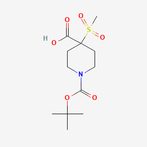 molecular formula C12H21NO6S B1375544 1-[(Tert-butoxy)carbonyl]-4-methanesulfonylpiperidine-4-carboxylic acid CAS No. 1803588-68-2