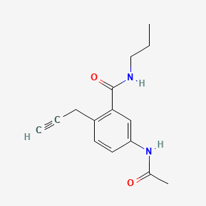 molecular formula C15H18N2O2 B13755492 Benzamide, 5-acetamido-N-propyl-2-(prop-2-ynyl)- CAS No. 73664-66-1