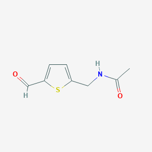 molecular formula C8H9NO2S B13755641 Acetamide, N-[(5-formyl-2-thienyl)methyl]- 