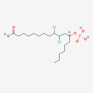 molecular formula C18H35Cl2O6P B13755734 9,10-Dichloro-12-(phosphonooxy)octadecanoic acid CAS No. 56744-27-5