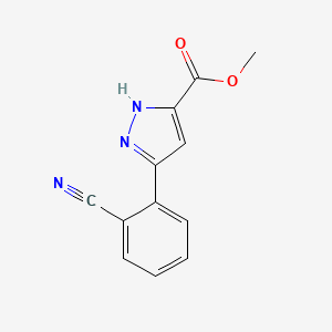 molecular formula C12H9N3O2 B1375585 methyl 5-(2-cyanophenyl)-1H-pyrazole-3-carboxylate CAS No. 1035235-09-6
