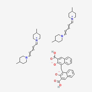 molecular formula C57H72N4O6 B13755852 Piperidinium, 1-(5-(4-methylpiperidino)-2,4-pentadienylidene)-4-methyl-, pamoate, hydrate CAS No. 22966-85-4