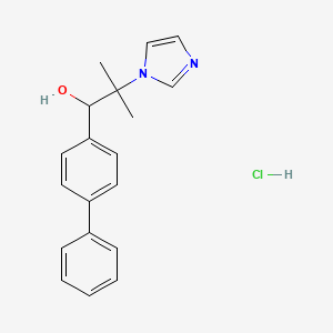 molecular formula C19H21ClN2O B13755863 4-Biphenylmethanol, alpha-(2-(1-imidazolyl)-2-propyl)-, hydrochloride CAS No. 77234-87-8