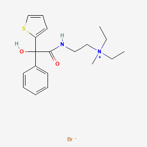 molecular formula C19H27BrN2O2S B13755871 Ammonium, diethyl(2-(alpha-hydroxy-alpha-phenyl-2-thiopheneacetamido)ethyl)methyl-, bromide CAS No. 26058-58-2