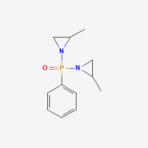 molecular formula C12H17N2OP B13755925 Aziridine, 1,1'-(phenylphosphinylidene)bis[2-methyl- CAS No. 57-40-9