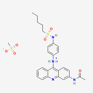molecular formula C27H32N4O6S2 B13756092 Acetamide, N-(9-((4-((pentylsulfonyl)amino)phenyl)amino)-3-acridinyl)-, methanesulfonate CAS No. 53222-04-1