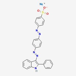 molecular formula C26H18N5NaO3S B13756148 Benzenesulfonic acid, 4-((4-((2-phenyl-1H-indol-3-yl)azo)phenyl)azo)-, monosodium salt CAS No. 50814-28-3
