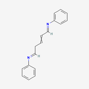 molecular formula C17H16N2 B13756149 Benzenamine, N,N'-2-pentene-1,5-diylidenebis- CAS No. 59090-17-4