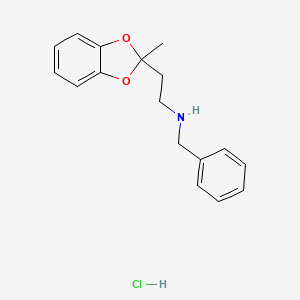 molecular formula C17H20ClNO2 B13756237 N-Benzyl-2-(2-methyl-2H-1,3-benzodioxol-2-yl)ethan-1-amine--hydrogen chloride (1/1) CAS No. 52400-76-7