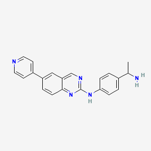 molecular formula C21H19N5 B13756243 N-[4-(1-aminoethyl)phenyl]-6-(4-pyridinyl)-2-Quinazolinamine 
