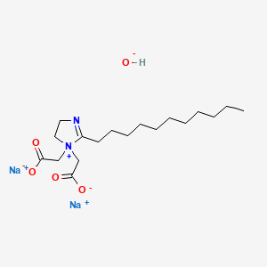 molecular formula C18H32N2Na2O5 B13756253 Disodium 1,1-bis(carboxymethyl)-4,5-dihydro-2-undecyl-1-H-imidazolium hydroxide CAS No. 61702-73-6