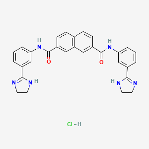 molecular formula C30H27ClN6O2 B13756306 N~2~,N~7~-Bis[3-(4,5-dihydro-1H-imidazol-2-yl)phenyl]naphthalene-2,7-dicarboxamide--hydrogen chloride (1/1) CAS No. 7194-50-5
