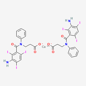 molecular formula C32H24CaI6N4O6 B13756371 beta-ALANINE, N-(3-AMINO-2,4,6-TRIIODOBENZOYL)-N-PHENYL-, CALCIUM SALT CAS No. 77966-96-2